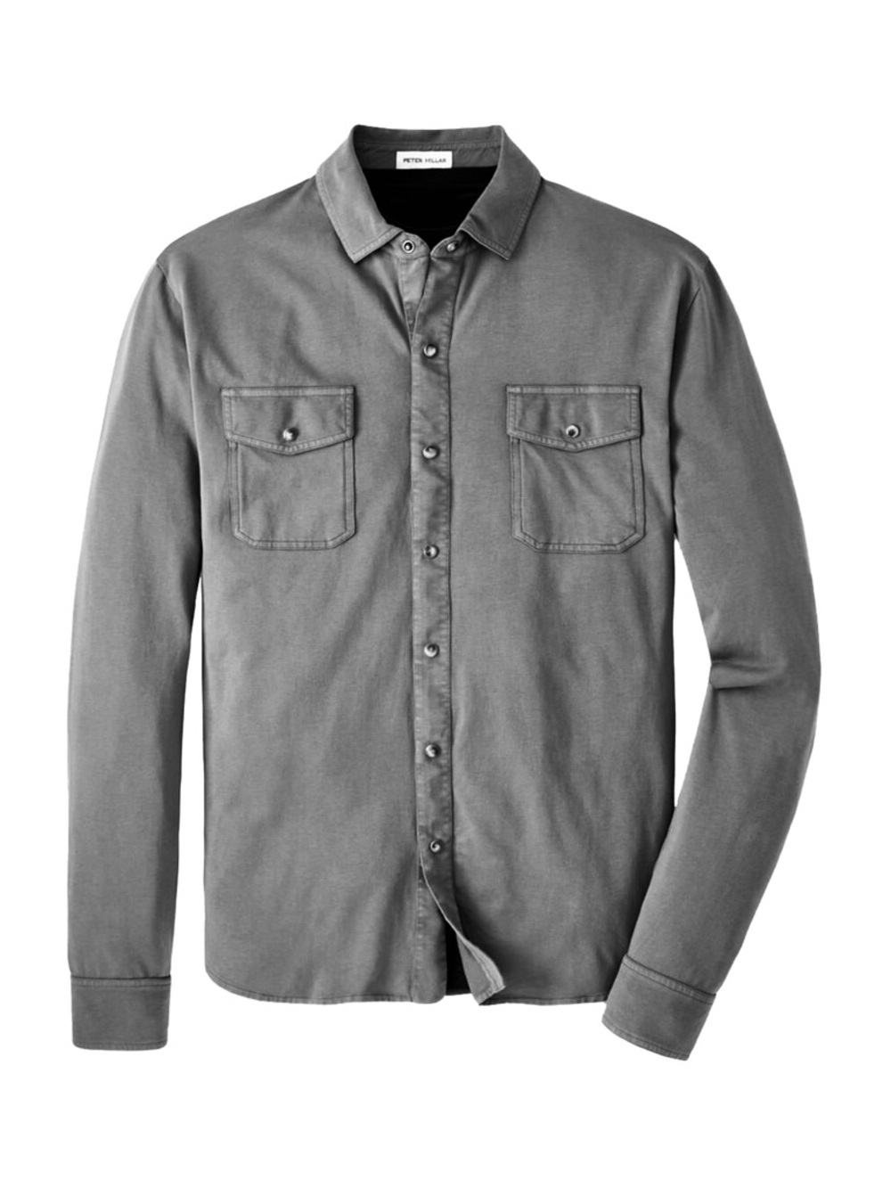 Peter Millar Gray Long-Sleeve Button-Down Utility Shirt